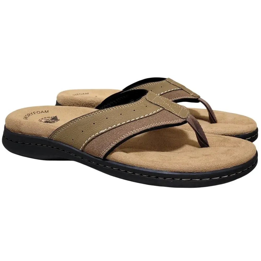 Dockers Men Laguna Beach Pool Flip Flop Thong Sandals Size US 8M Dark Tan Brown